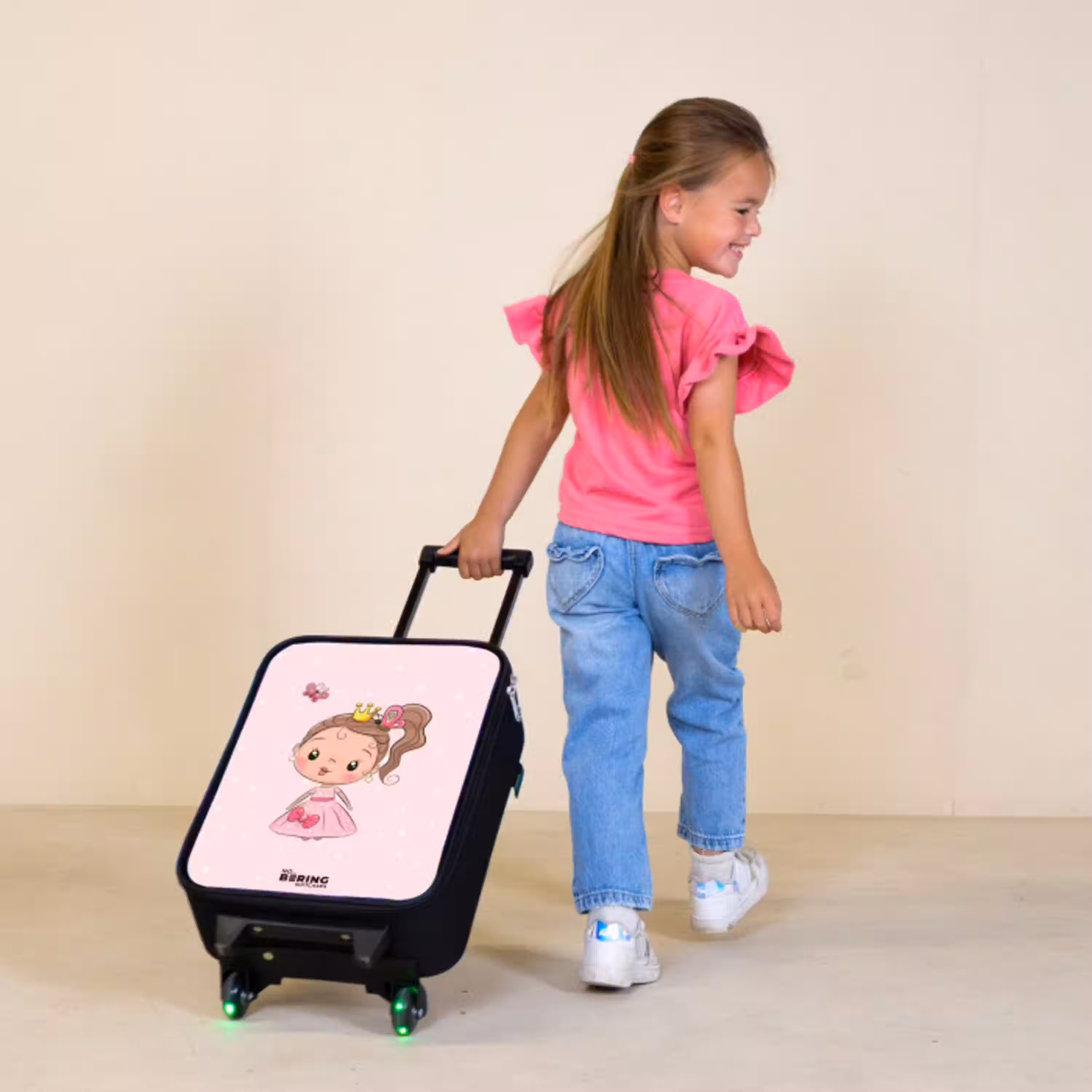 Prinses met een roze jurk Kinderkoffer - Zwart klein -sfeer1