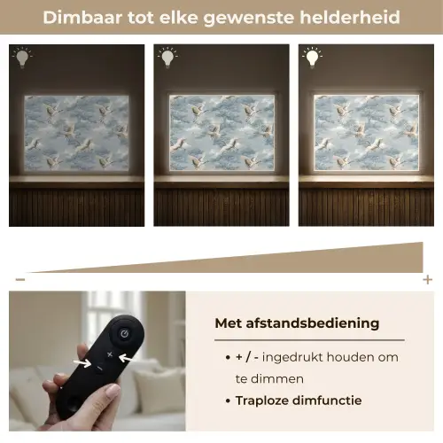 Wolken - Kraanvogels - Blauw Light Box met batterij (Wandlamp) middel 907 -USP_dimbaarNL