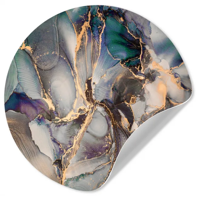 Behangcirkel - Goud - Blauw - Marmer
