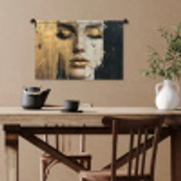 Abstract - Goud - Gezicht - Lippen Wandkleed katoen klein -sfeer6