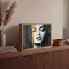 Gezicht - Vrouw - Penseelstreken - Abstract Light Box met batterij (Wandlamp) middel -sfeer2