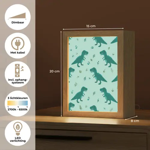 Donkergroen - Dinosaurussen - Afdrukken - Bladeren Light Box met kabel klein -USP_NL