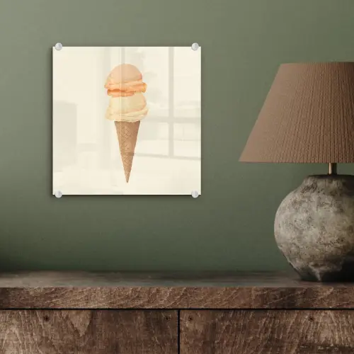 Minimalistisch - Schepijs - Hoorntje - Beige plexiglas 5mm klein -sfeer3