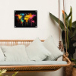 Wereldkaart - Verf - Kleurrijk - Graffiti - Wereld tuinposter los doek klein -sfeer7