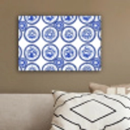 Cirkels - Bloemen - Blauw canvas 2cm klein 34 -sfeer3