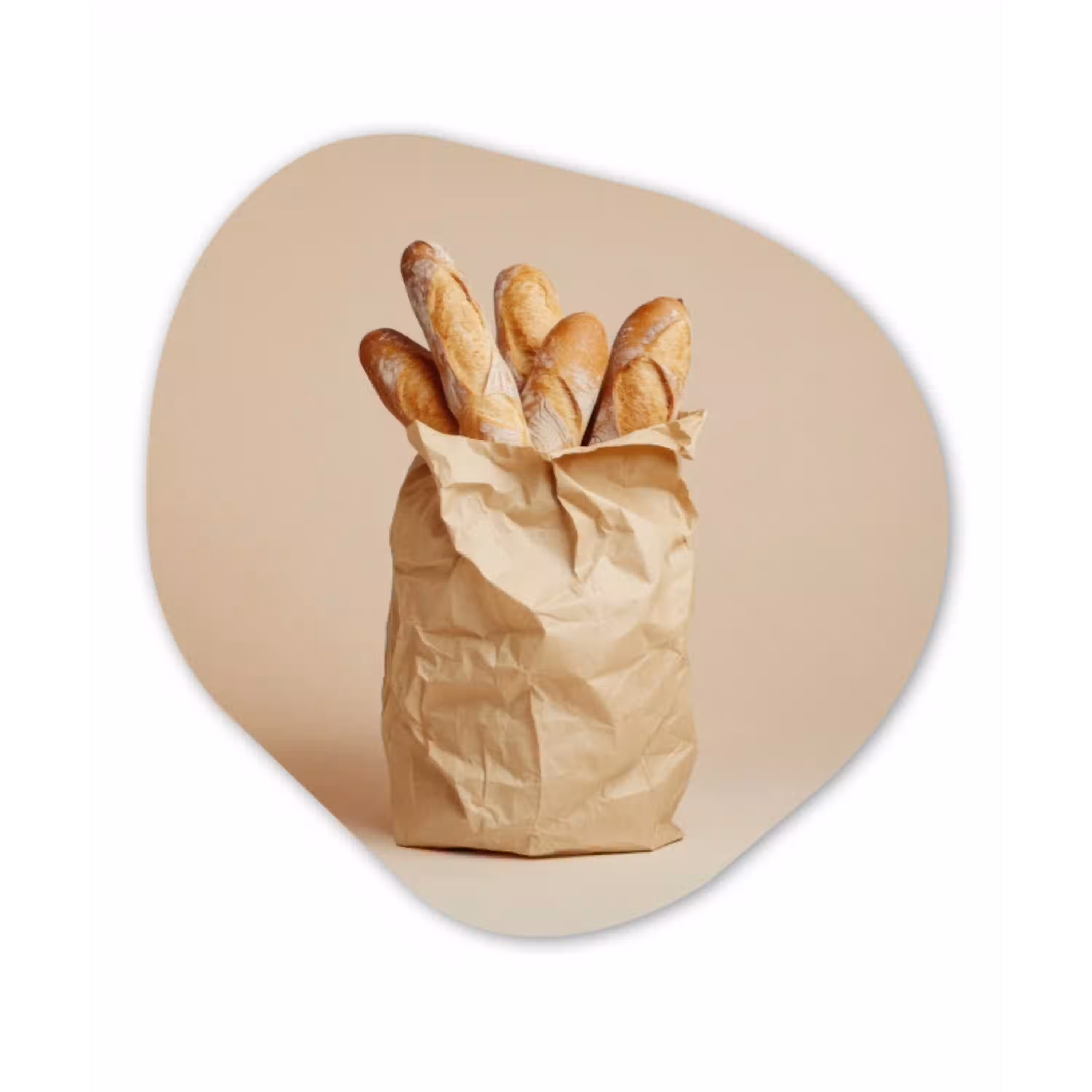 Baguette - Brood - Stokbrood - Beige Wandcirkel Organisch Aluminium middel -3d