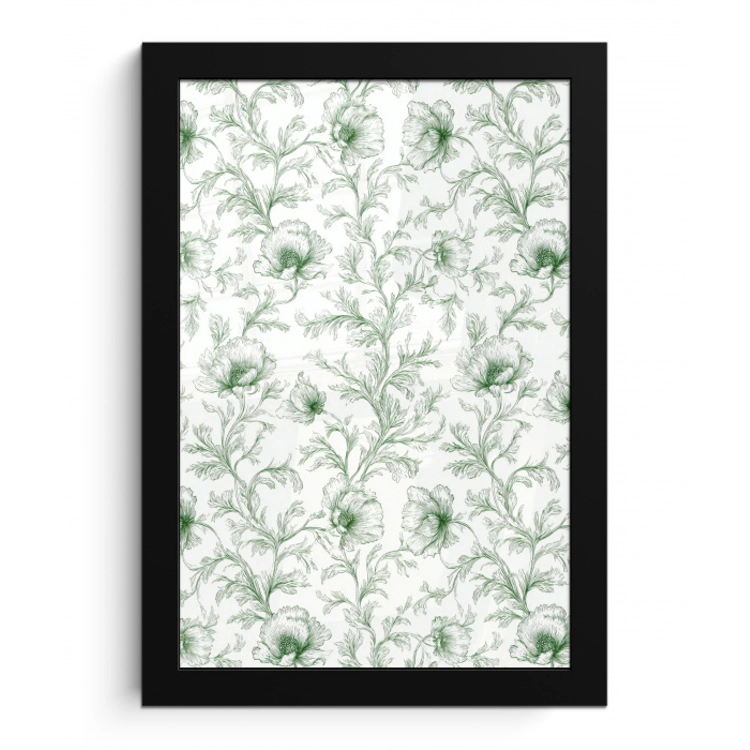 Bloemen - Getekend - Groen fotolijst zwart zonder passe partout klein 224 -3d