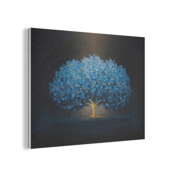 Boom - Blauw - Bladeren - Penseelstreken PET vilt klein -3d