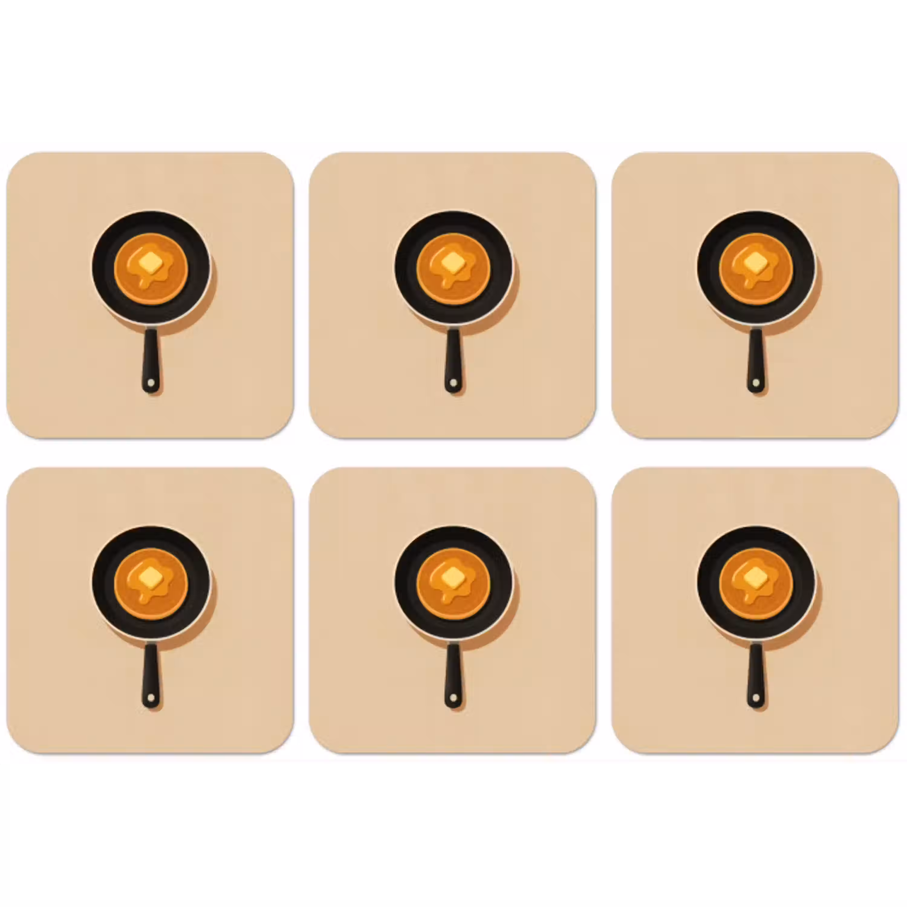 Pannenkoek - Koekenpan - Boter - Minimalistisch onderzetter kurk middel -zkaufland3dotto