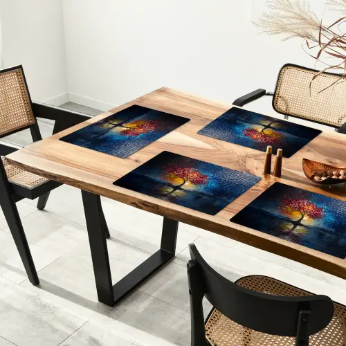 Boom - Blauw - Bladeren - Vakken Placemat vinyl groot -zzsfeer4_Kitchenyeah-website