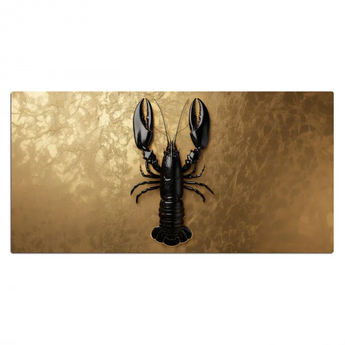 Kreeft - Zwart - Goud - Luxe Muismat XXL klein -3d_leeg