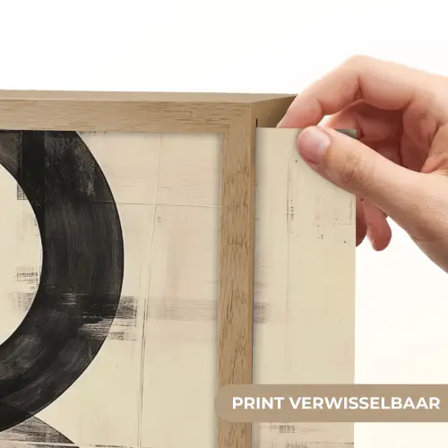 Cirkels - Balken - Zwart - Abstract Light Box met batterij (Wandlamp) middel -USP_websiteprintNL