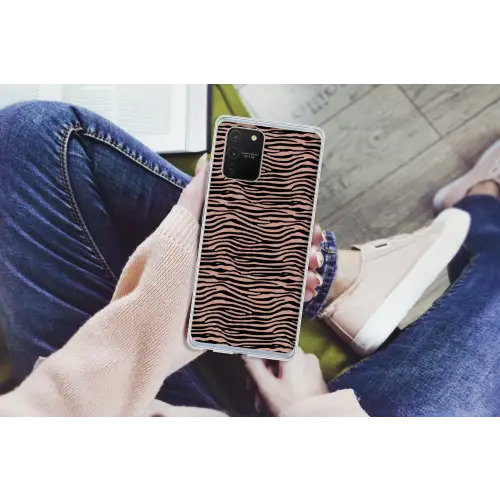 Strepen - Roze - Bruin Telefoonhoesje Samsung Galaxy S10 Lite klein 364 -handS10Lite