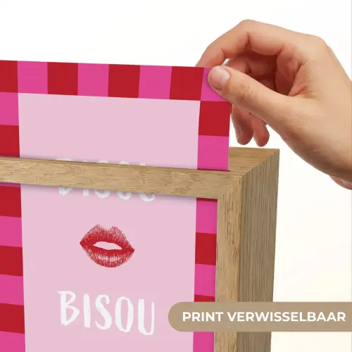 Kiss - Roze - Frans - Valentijn Light Box met kabel (Wandlamp) klein -USP_websiteprintNL