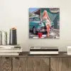 Auto - Vrouw - Groen aluminium wit klein -sfeer1