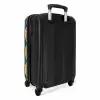 Monstera bladeren in diverse kleuren NBS - Handbagage koffer - Volwassenen Unisex middel -achterkant