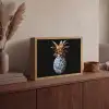 Ananas - Bloemen patroon - Goud - Delftsblauw Light Box met batterij (Wandlamp) middel -sfeer2