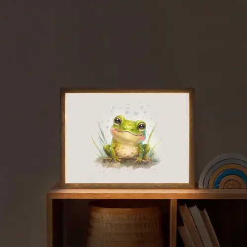 Kikker - Groen - Waterverf - Dieren - Jongen - Meisje Light Box met batterij (Wandlamp kind) middel -sfeer1_kind