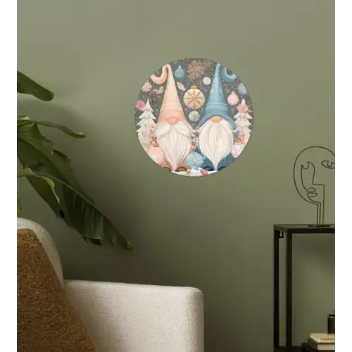 Kerst - Gnomen - Pastel Wandcirkel behangsticker klein -sfeer2