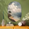 Klif - Zee - Boom Wandcirkel Ovaal Glas middel -sfeer2