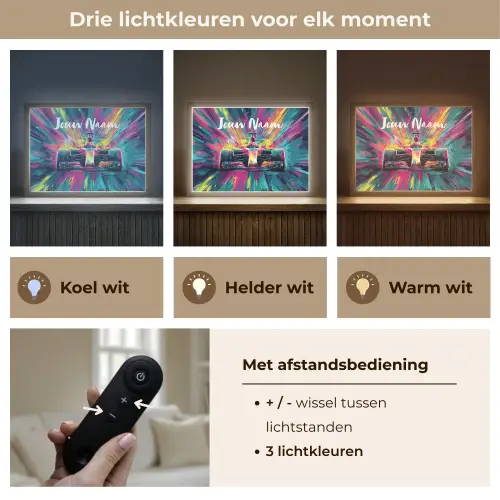 Raceauto - Abstract - Strepen - Blauw Light Box met batterij (Wandlamp kind) middel -USP_lichtkleurNL