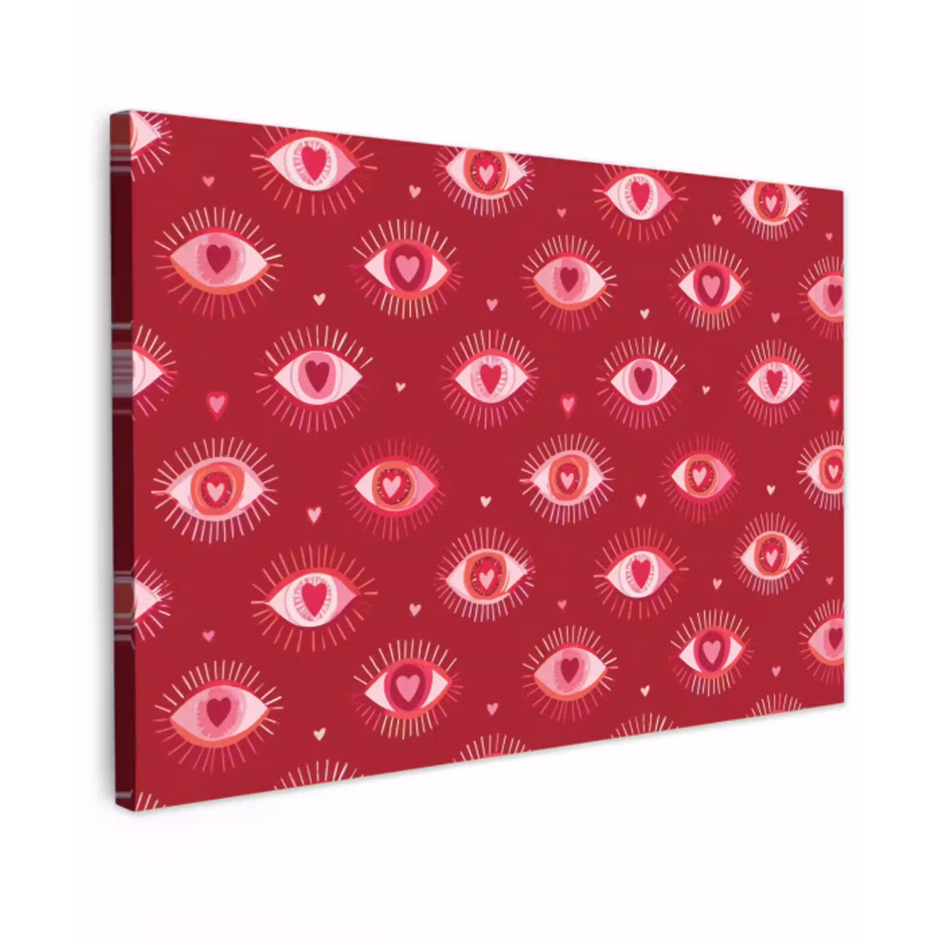 Ogen - Patroon - Roze - Donkerrood Tuinposter op houten frame 2 cm dik klein 845 -3d