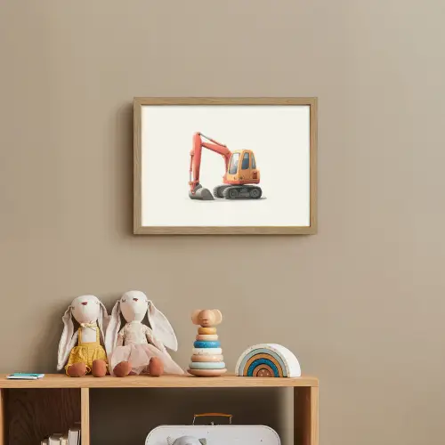 Graafmachine - Oranje - Illustratie - Minimalistisch Light Box met batterij (Wandlamp kind) middel -sfeer2_kind