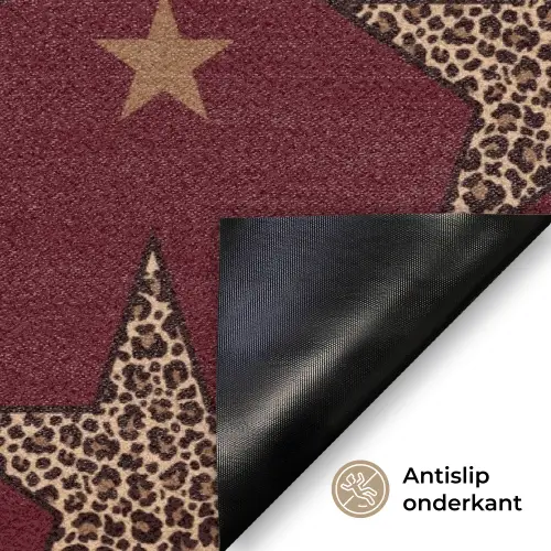 Sterren - Luipaardprint - Dream - Bordeaux Deurmat klein -antislip_NL