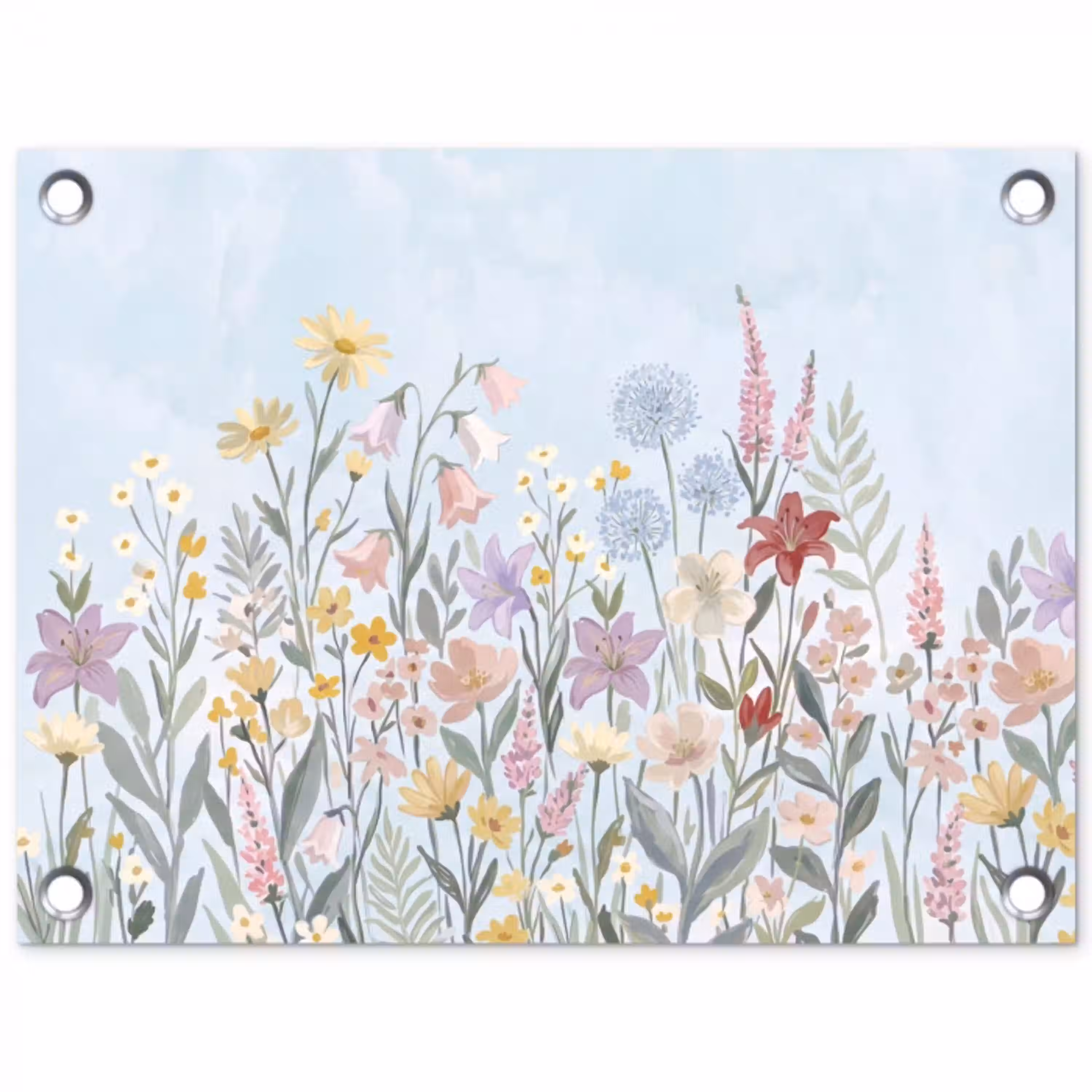 Weidebloemen - Illustratie - Kleurrijk tuinposter los doek klein -3d