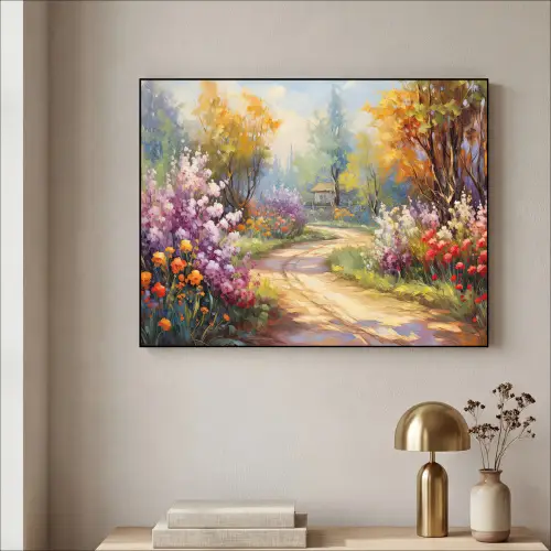 Bloemen - Bomen - Kunst - Watercolor Textielframe zwart klein -sfeer2