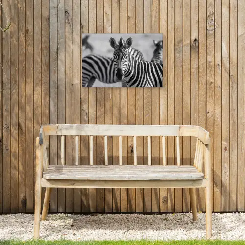 Zebra's - Zwart - Wit Tuinposter op houten frame 2 cm dik klein -sfeer4