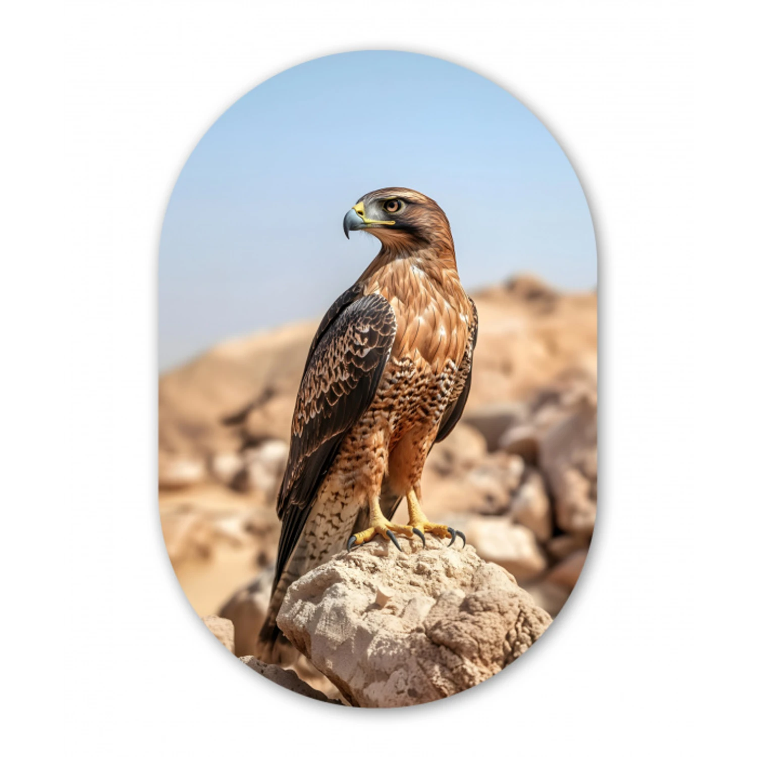 Valk - Vogel - Rots - Macht Wandcirkel Ovaal Glas middel -3d