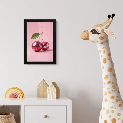 Disco - Kersen - Roze fotolijst zwart zonder passe partout klein -usfeer4_kinderkamer