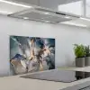 Marmer - Grijs - Blauw - Luxe - Goud keuken achterwand spatscherm klein -3d_schuin