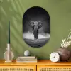 Olifant - Zwart - Wit - Rook Wandcirkel Ovaal Forex klein -sfeer2