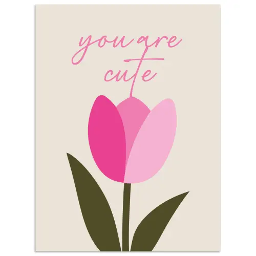 Tulp - Roze - Valentijn - Bloem poster papier klein -3d
