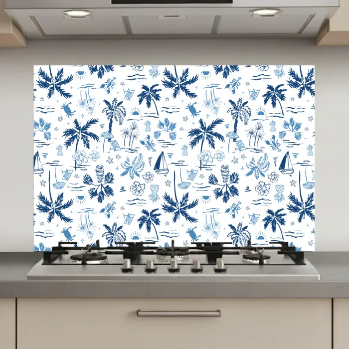 Zee - Strand - Blauw - Wit keuken achterwand spatscherm klein 900 -3d_website