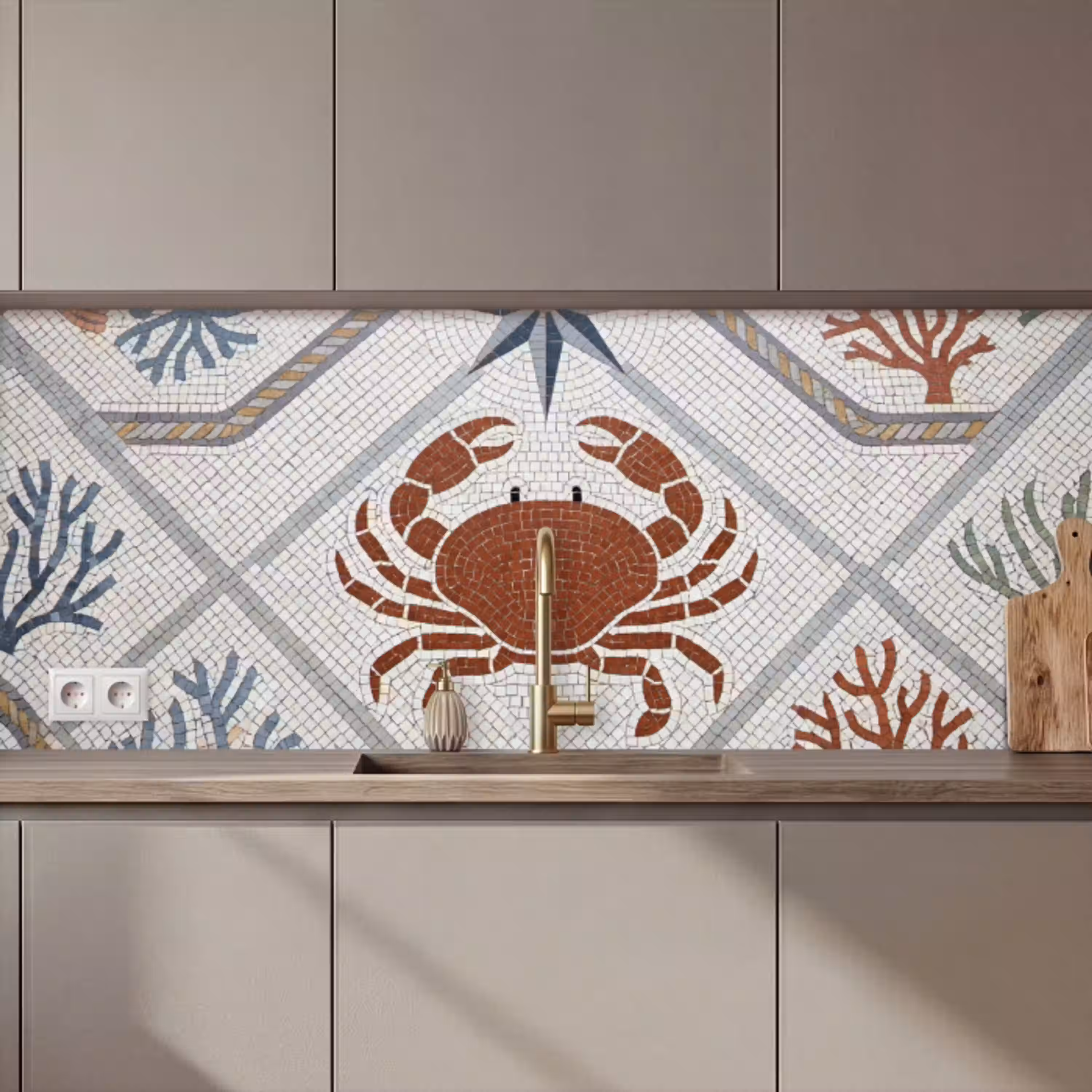 Dier - Mozaïek - Zee - Klassiek - Bruin keuken achterwand 2 middel zz_3dshopping