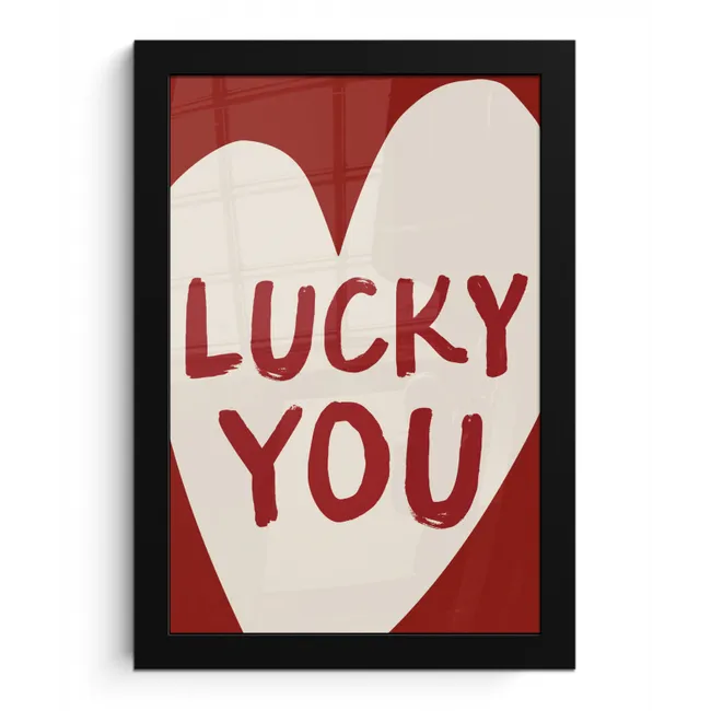 Lucky - Hart - Rood fotolijst zwart zonder passe partout klein -3d