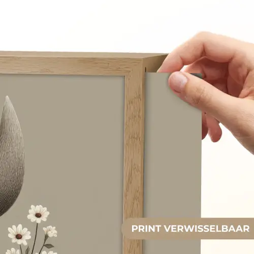 Neushoorn - Witte bloemen - Lief Light Box met batterij (Wandlamp kind) middel -USP_websiteprintNL