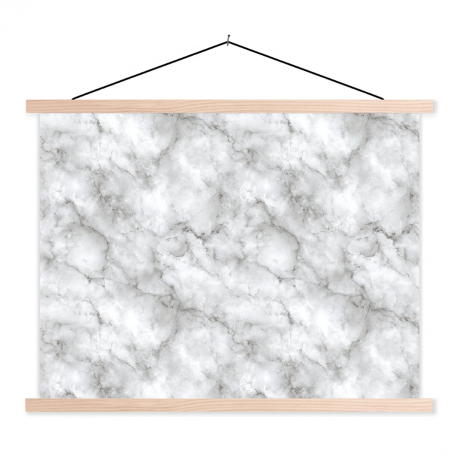 Grijs - Marmer - Klassiek - Aders textielposter latten blank klein 122 -3d