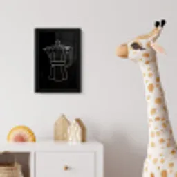 Mokkapot - Zwart - Wit - Lijntekening fotolijst zwart zonder passe partout klein -usfeer4_kinderkamer