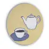 Theepot - Kopje - Beige - Illustratie Akoestische PET Vilt - Rond klein -3d