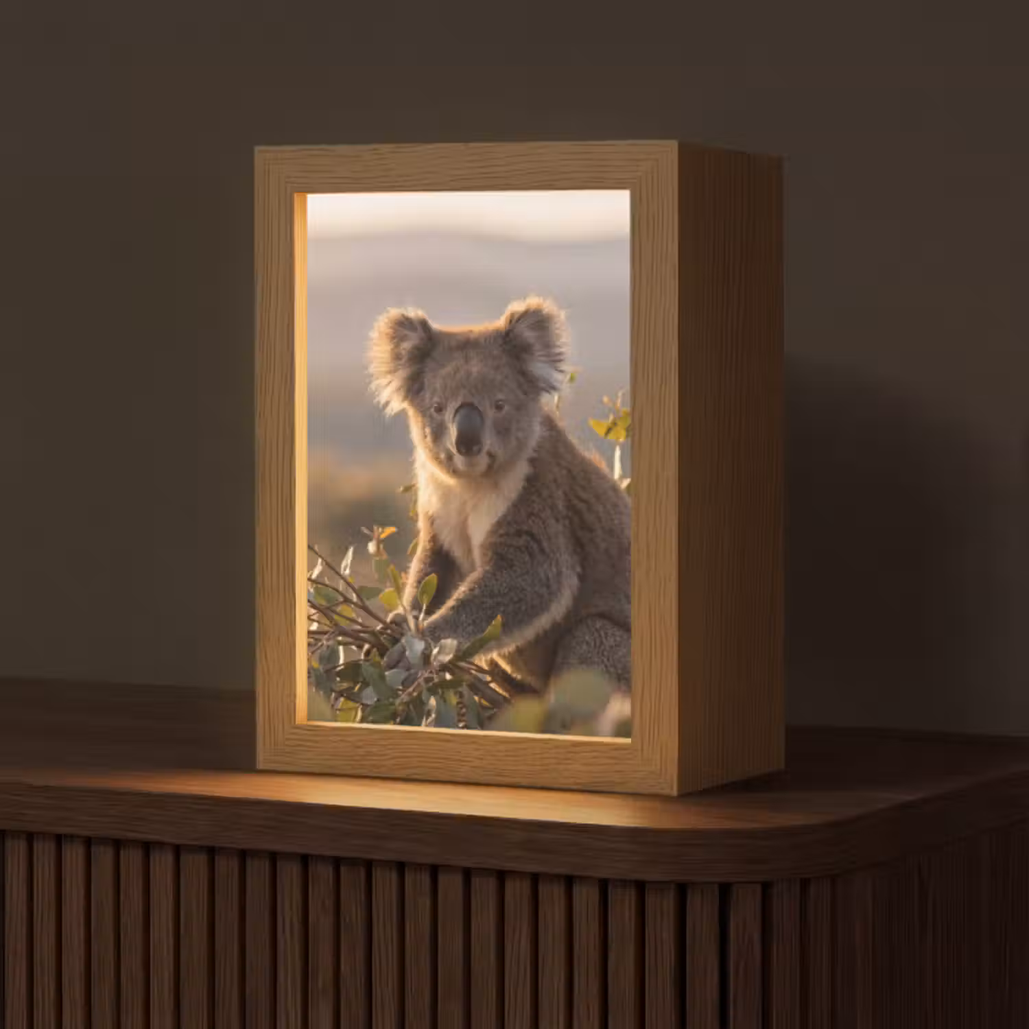 Tischlampe - Koala - Blätter - Morgenlicht