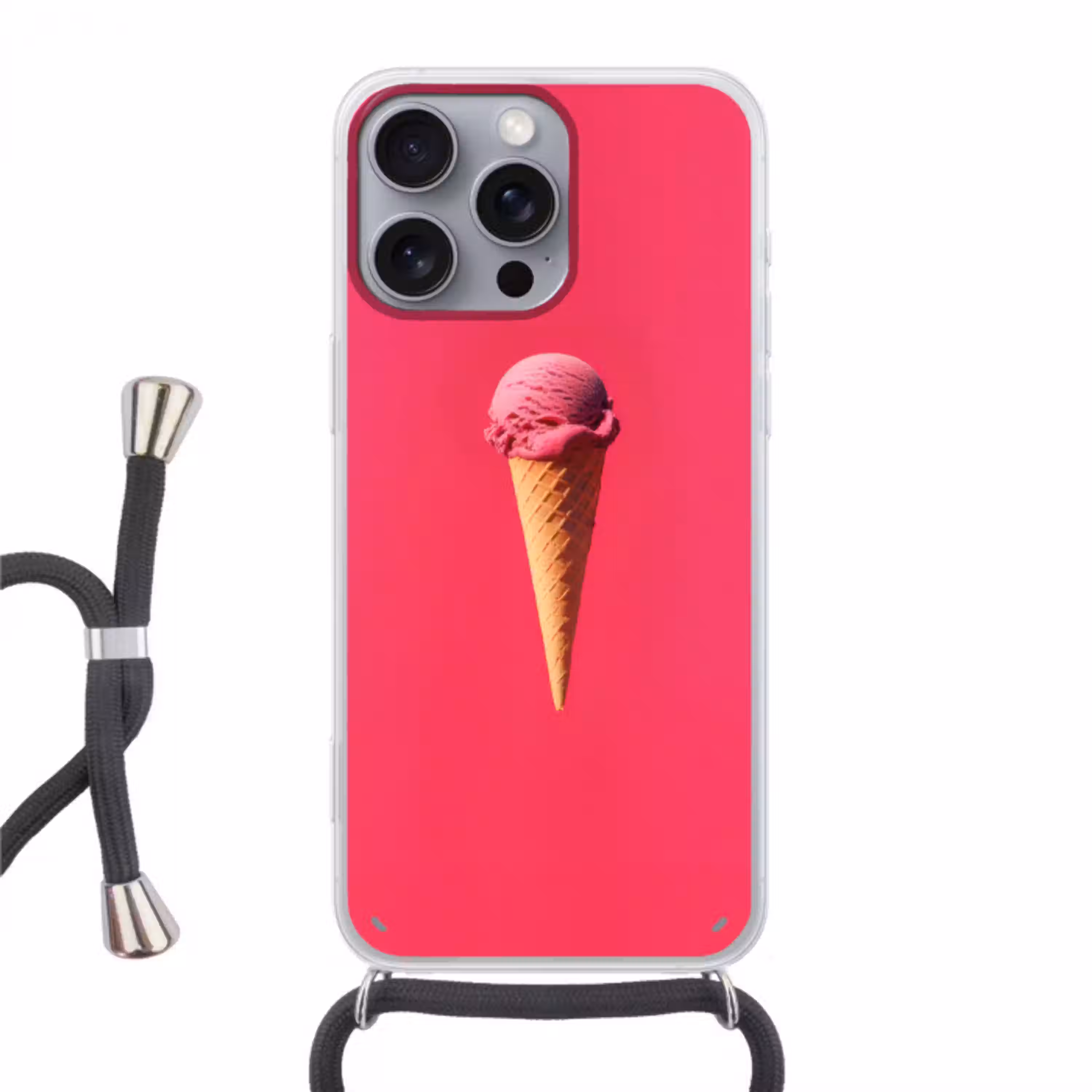 Schepijs - Roze - Hoorntje Hoesje iPhone 16 Pro Max met koord klein -3d