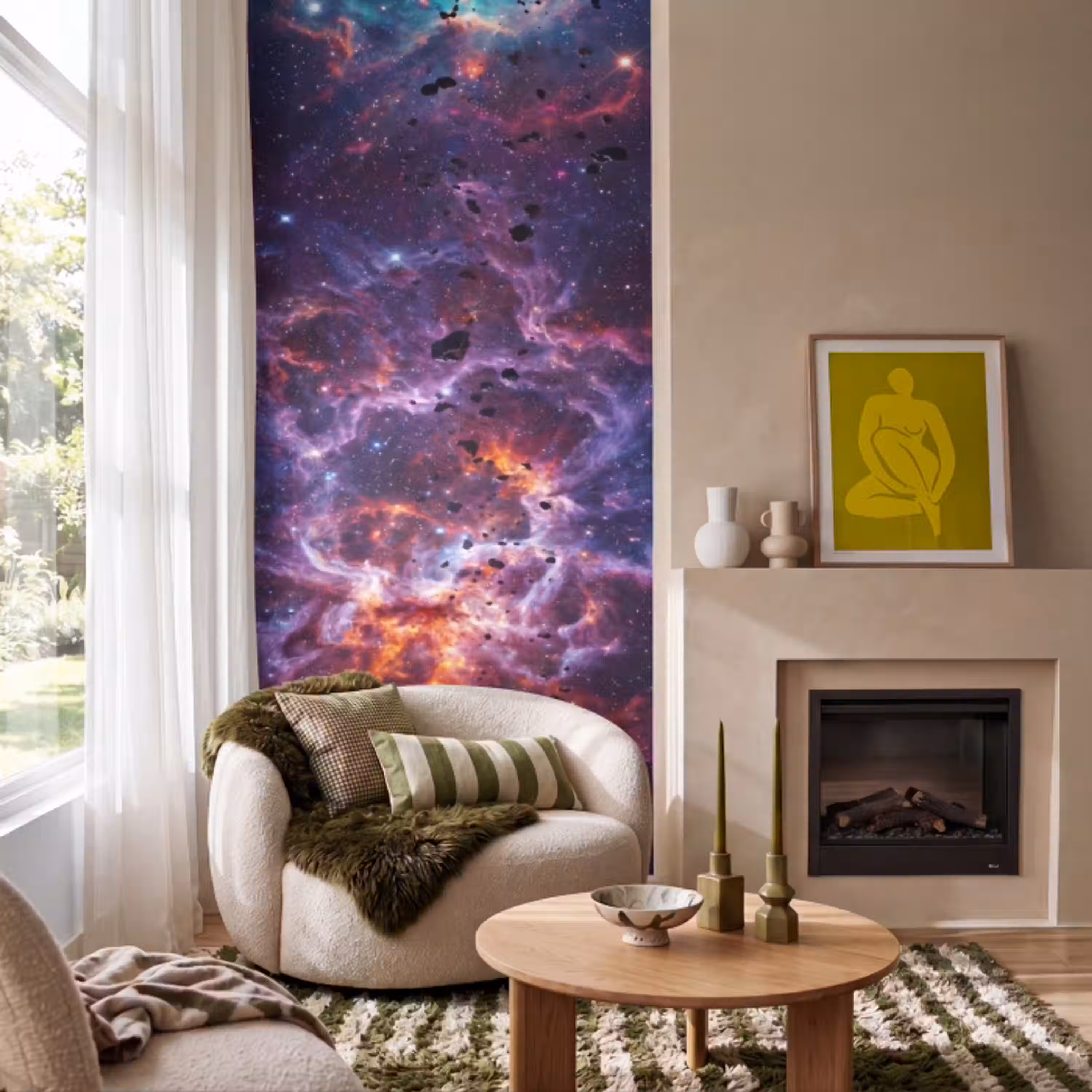 Space - Stars - Abstract - Colorful Behang Vlies klein -sfeer2