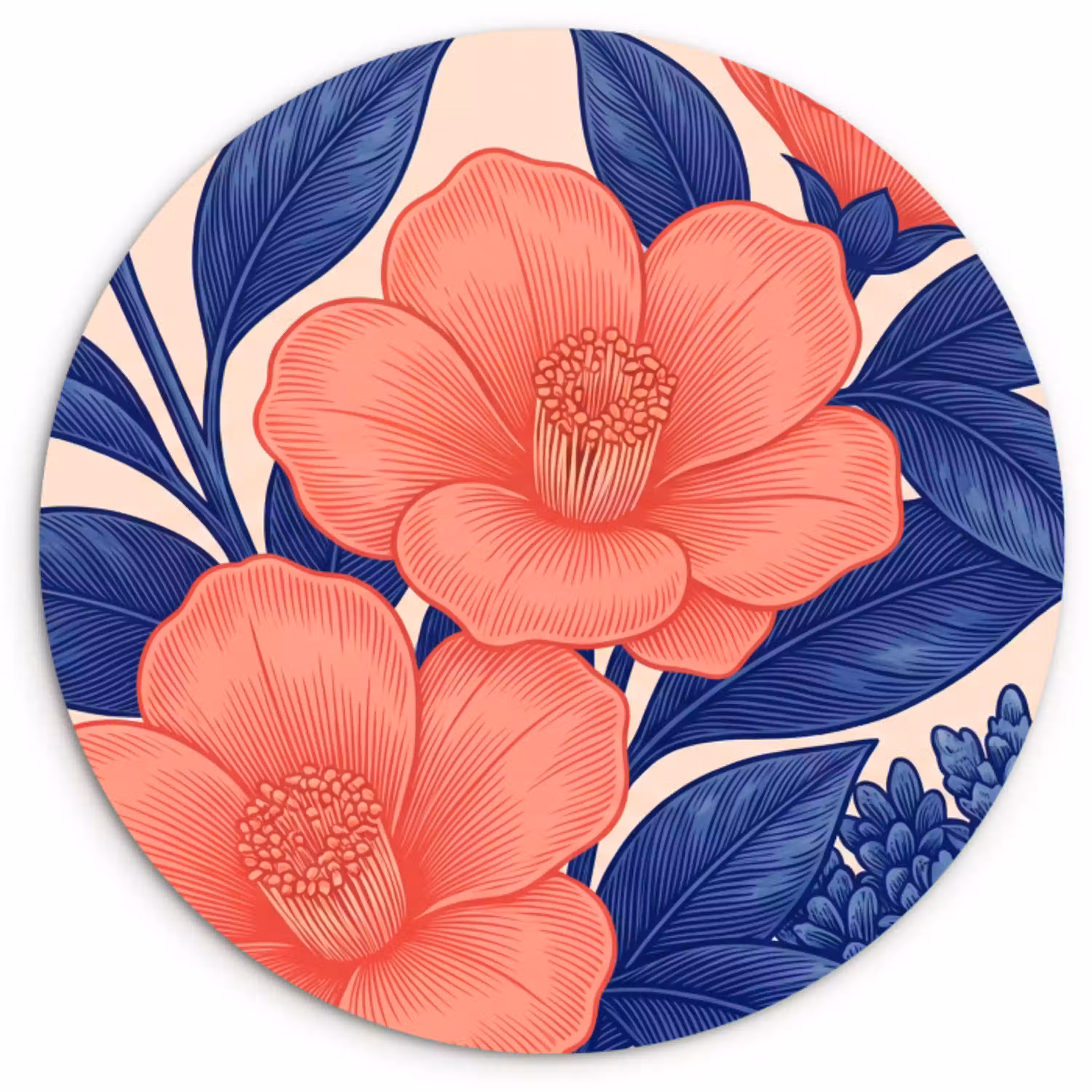 Bloemen - Bladeren - Botanisch Wandcirkel plexiglas klein -3d