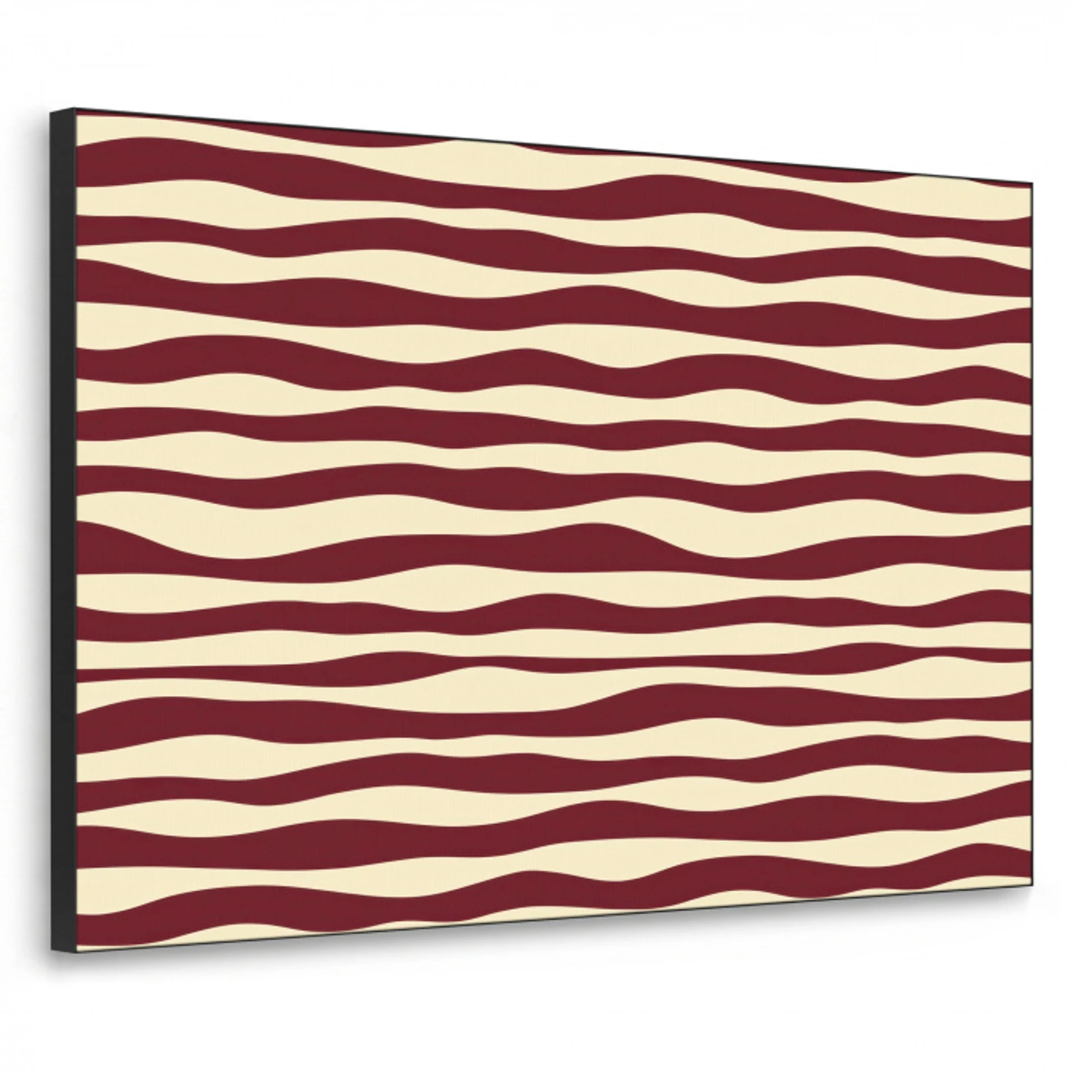 Golven - Rood - Patroon - Crème Textielframe zwart klein 947 -3d
