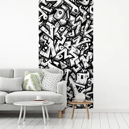 Vormen - Letters - Graffiti - Zwart fotobehang vinyl groot -woonkamer