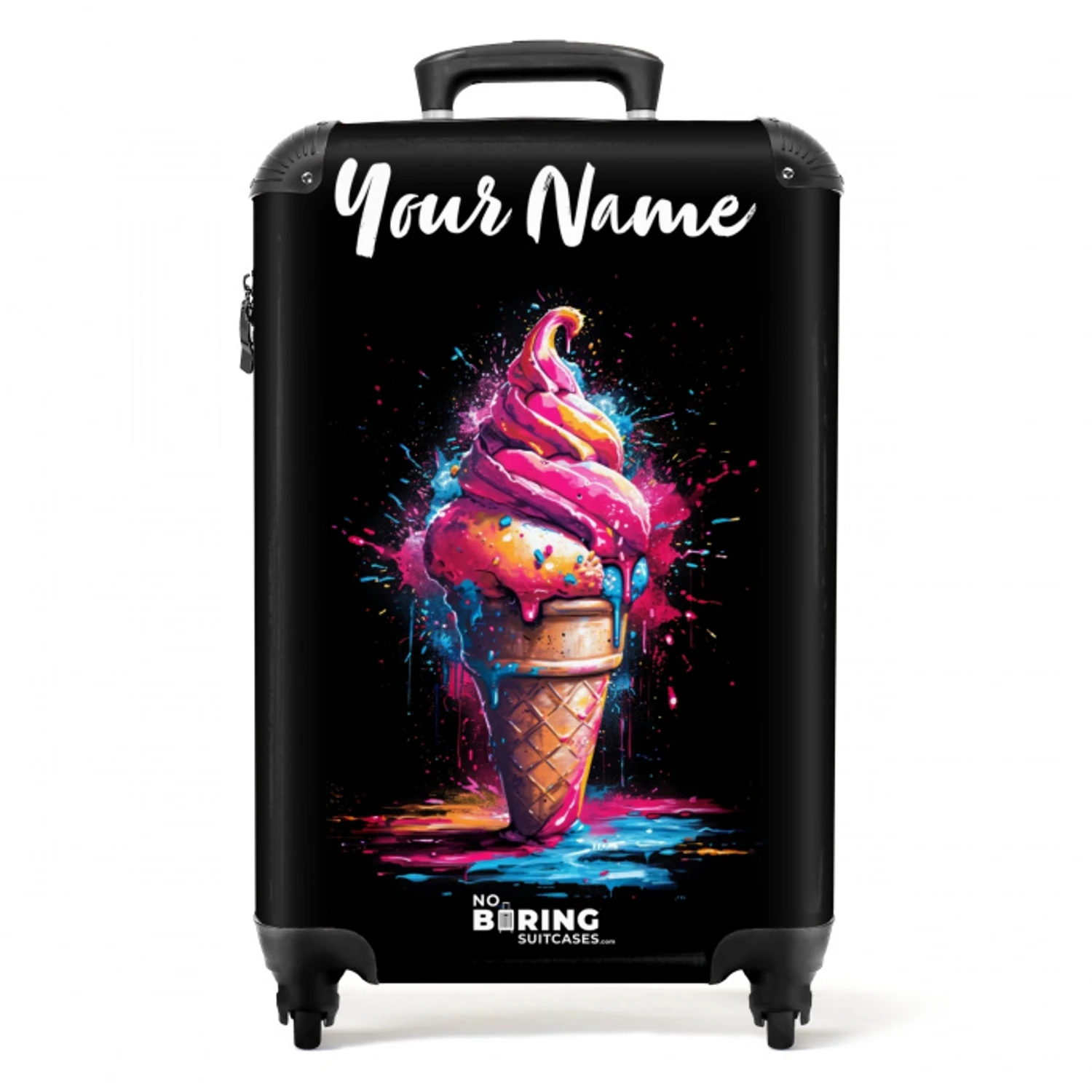 Ijshoorntje met Blauwe en Roze Verf NBS - Handbagage koffer - Kinderen Unisex middel -productfoto_recht